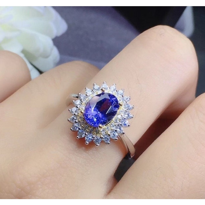 Natural Tanzanite Ring, 925 Sterling Sliver Engagement Ring, Tanzanite Ring, Wedding Ring, luxury Ring, soliture Ring, Oval cut Ring | Save 33% - Rajasthan Living 6