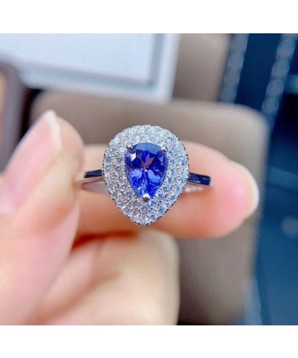 Natural Tanzanite Ring, 925 Sterling Sliver Engagement Ring, Tanzanite Ring, Wedding Ring, luxury Ring, soliture Ring, Pear cut Ring | Save 33% - Rajasthan Living