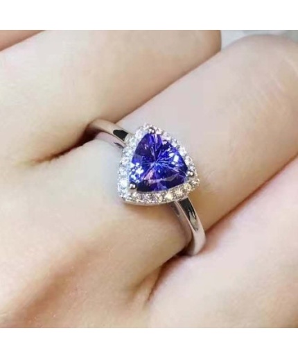 Natural Tanzanite Ring, 925 Sterling Sliver Engagement Ring, Tanzanite Ring, Wedding Ring, luxury Ring, soliture Ring, Trillion cut Ring | Save 33% - Rajasthan Living