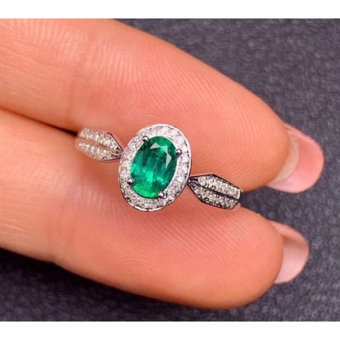 Natural Emerald & Cubic Zirconia Woman Ring, 925 Sterling Silver, Emerald Ring, Statement Ring, Engagement and Wedding Ring | Save 33% - Rajasthan Living 8