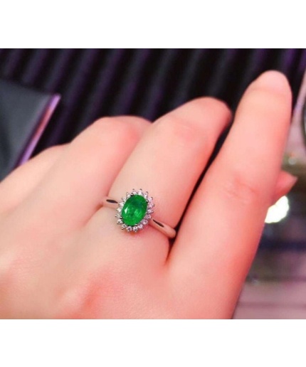 Natural Emerald & Cubic Zirconia Woman Ring, 925 Sterling Silver, Emerald Ring, Statement Ring, Engagement and Wedding Ring | Save 33% - Rajasthan Living 3