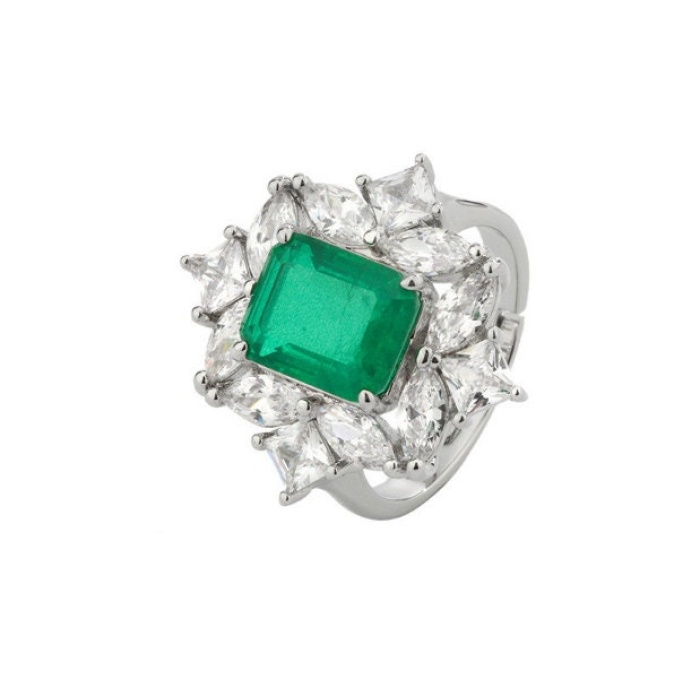 Emerald & Cubic Zirconia Woman Ring, 925 Sterling Silver, Emerald Ring, Statement Ring, Engagement and Wedding Ring, Emerald cut Ring | Save 33% - Rajasthan Living 8