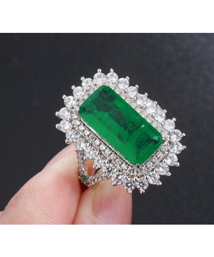 Emerald & Cubic Zirconia Woman Ring, 925 Sterling Silver, Emerald Ring, Statement Ring, Engagement and Wedding Ring, Baguette cut Ring | Save 33% - Rajasthan Living