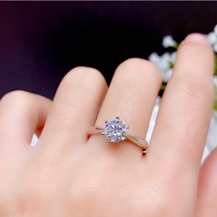 Moissanite Ring, 925 Sterling Silver, 1ct Moissanite Ring, Engagement Ring, Wedding Ring, Luxury Ring, Ring/Band, Round Cut Ring | Save 33% - Rajasthan Living 9