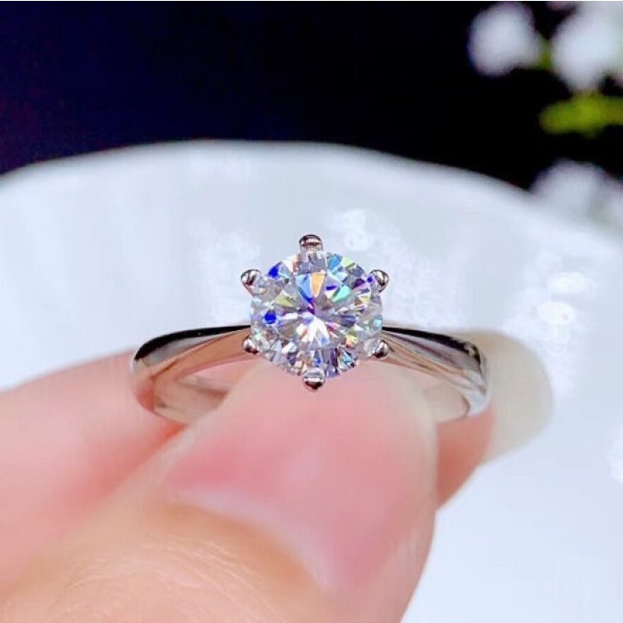 Moissanite Ring, 925 Sterling Silver, 1ct Moissanite Ring, Engagement Ring, Wedding Ring, Luxury Ring, Ring/Band, Round Cut Ring | Save 33% - Rajasthan Living 5