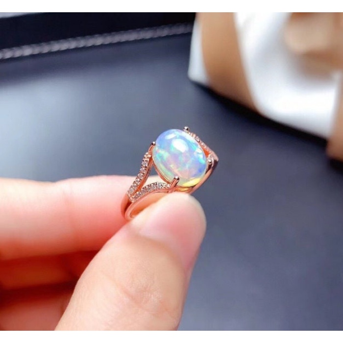 Natural Fire Opal Ring, 925 Sterling Silver, Engagement Ring, Wedding Ring, Luxury Ring, Ring/Band, Oval Opal Ring, Bridesmaids Gift | Save 33% - Rajasthan Living 10