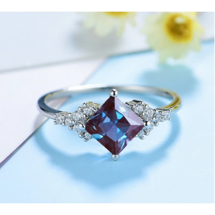 Alexandrite Ring, Woman Ring, 925 Sterling Silver Alexandrite Ring, Statement Ring, Engagement and Wedding Ring, Square Cut Ring | Save 33% - Rajasthan Living 5