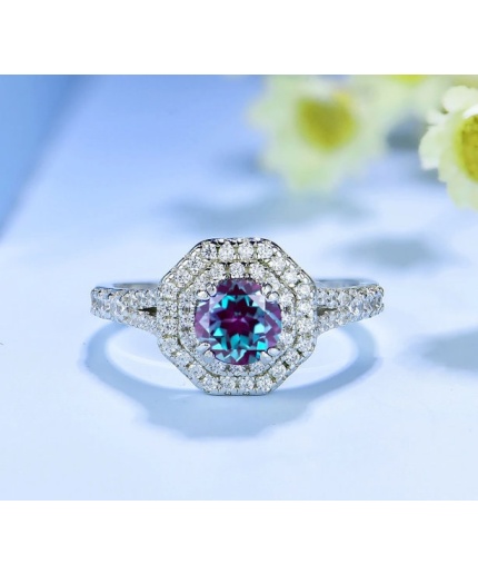 Alexandrite Ring, Woman Ring, 925 Sterling Silver Alexandrite Ring, Statement Ring, Engagement and Wedding Ring, Round Cut Ring | Save 33% - Rajasthan Living