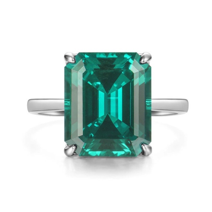 Emerald & Cubic Zirconia Woman Ring, 925 Sterling Silver, Emerald Ring, Statement Ring, Engagement and Wedding Ring, Emerald cut Ring | Save 33% - Rajasthan Living 5