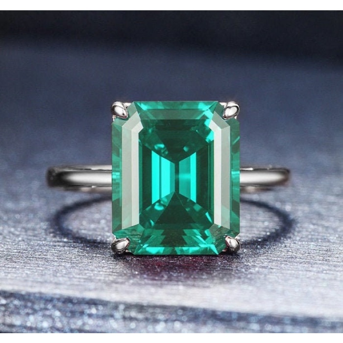 Emerald & Cubic Zirconia Woman Ring, 925 Sterling Silver, Emerald Ring, Statement Ring, Engagement and Wedding Ring, Emerald cut Ring | Save 33% - Rajasthan Living 7