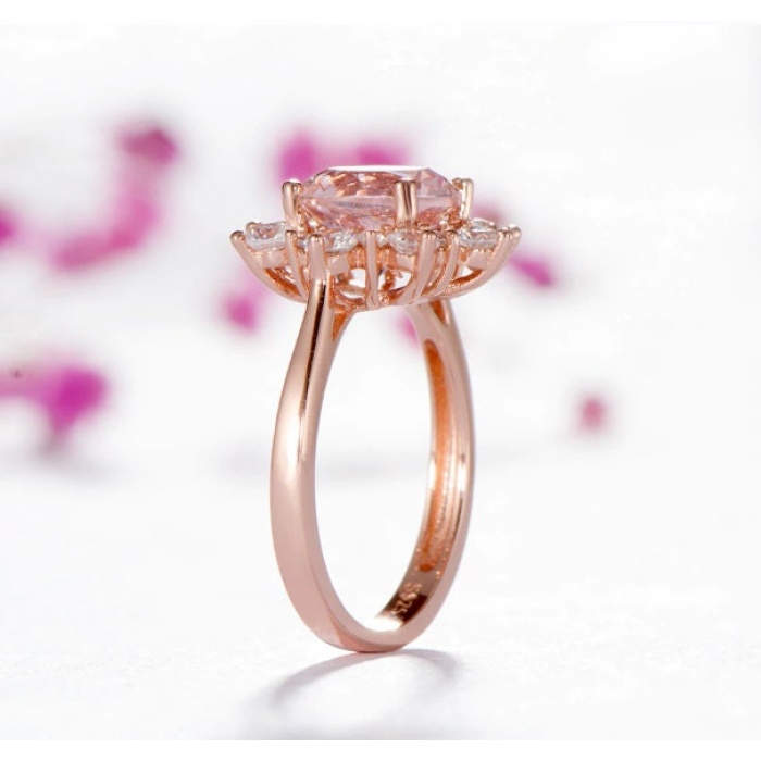 Morganite Woman Ring, Morganite Ring, 925 Sterling Silver Statement Ring, Engagement and Wedding Ring, Luxury Ring, Round Cut Ring | Save 33% - Rajasthan Living 6