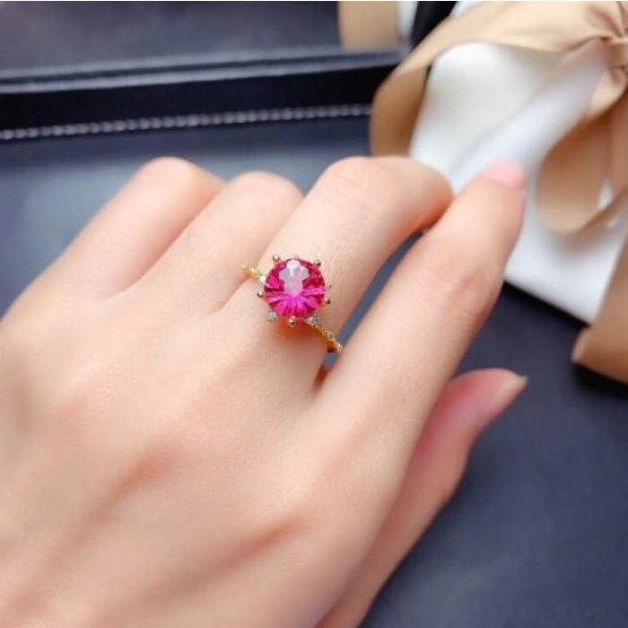 Natural Pink Topaz Ring, 925 Sterling Sliver, Topaz Engagement Ring, Topaz Ring, Wedding Ring, Topaz luxury Ring, Ring/Band, Round cut Ring | Save 33% - Rajasthan Living 10