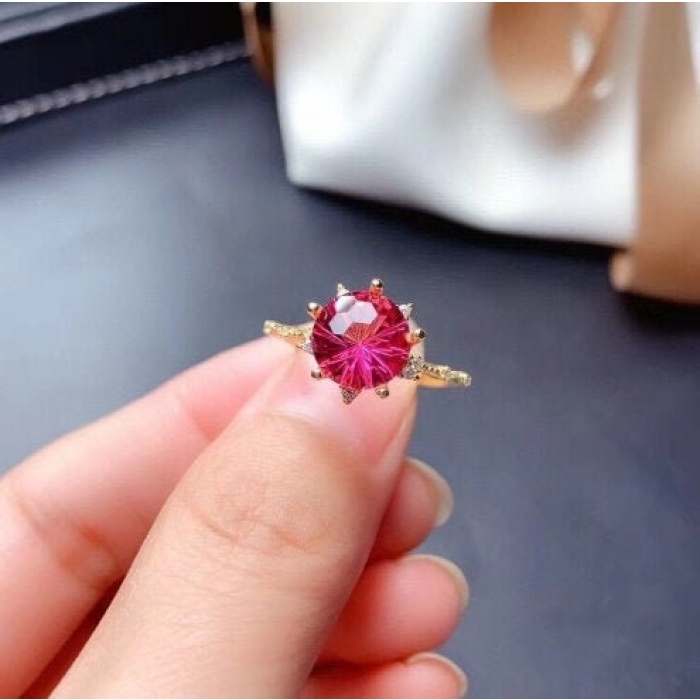 Natural Pink Topaz Ring, 925 Sterling Sliver, Topaz Engagement Ring, Topaz Ring, Wedding Ring, Topaz luxury Ring, Ring/Band, Round cut Ring | Save 33% - Rajasthan Living 5