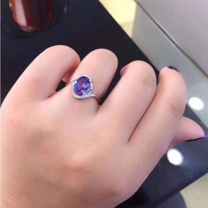 Natural Tanzanite Ring, 925 Sterling Sliver Engagement Ring, Tanzanite Ring, Wedding Ring, luxury Ring, soliture Ring, Oval cut Ring | Save 33% - Rajasthan Living 6