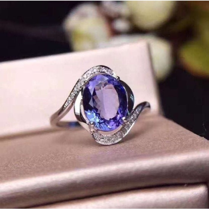 Natural Tanzanite Ring, 925 Sterling Sliver Engagement Ring, Tanzanite Ring, Wedding Ring, luxury Ring, soliture Ring, Oval cut Ring | Save 33% - Rajasthan Living 5