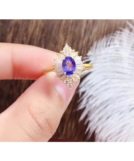 Natural Tanzanite Ring, 925 Sterling Sliver Engagement Ring, Tanzanite Ring, Wedding Ring, luxury Ring, soliture Ring, Oval cut Ring | Save 33% - Rajasthan Living