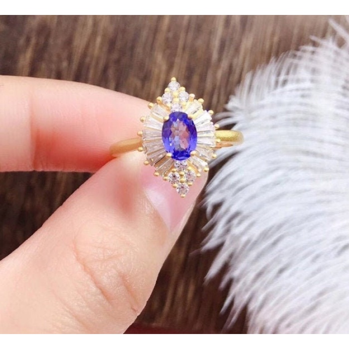 Natural Tanzanite Ring, 925 Sterling Sliver Engagement Ring, Tanzanite Ring, Wedding Ring, luxury Ring, soliture Ring, Oval cut Ring | Save 33% - Rajasthan Living 5