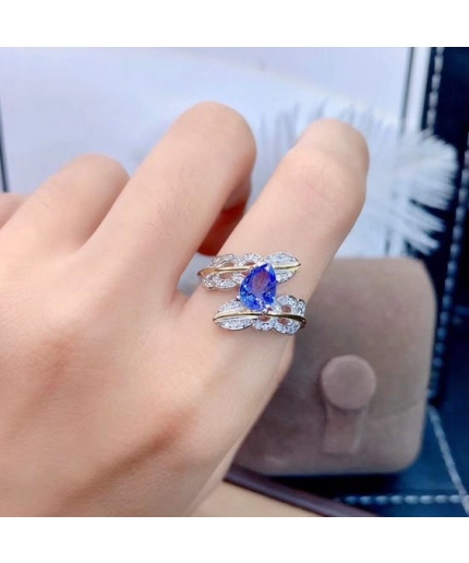 Natural Tanzanite Ring, 925 Sterling Sliver Engagement Ring, Tanzanite Ring, Wedding Ring, luxury Ring, soliture Ring, Pear cut Ring | Save 33% - Rajasthan Living 3