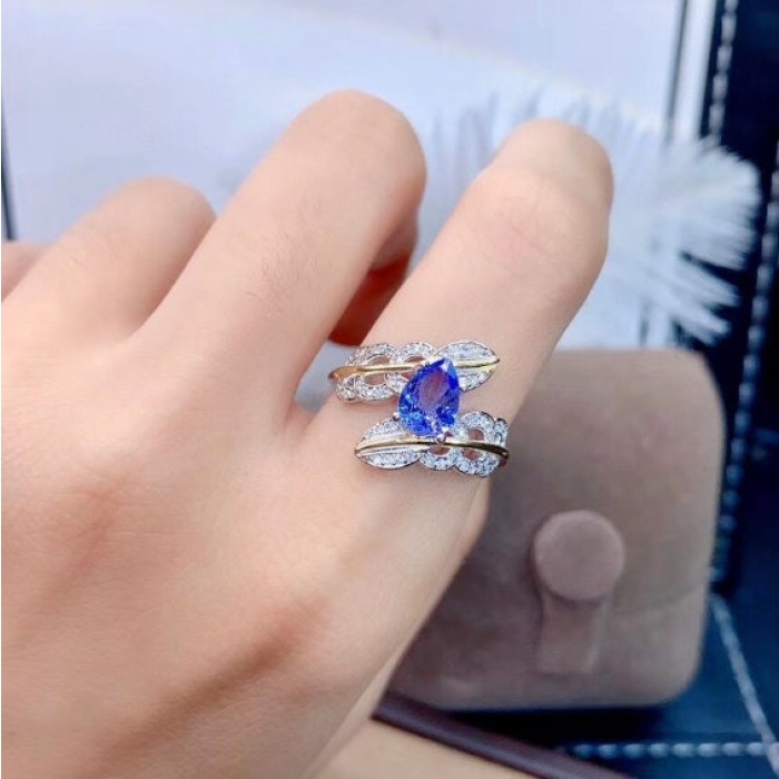 Natural Tanzanite Ring, 925 Sterling Sliver Engagement Ring, Tanzanite Ring, Wedding Ring, luxury Ring, soliture Ring, Pear cut Ring | Save 33% - Rajasthan Living 6