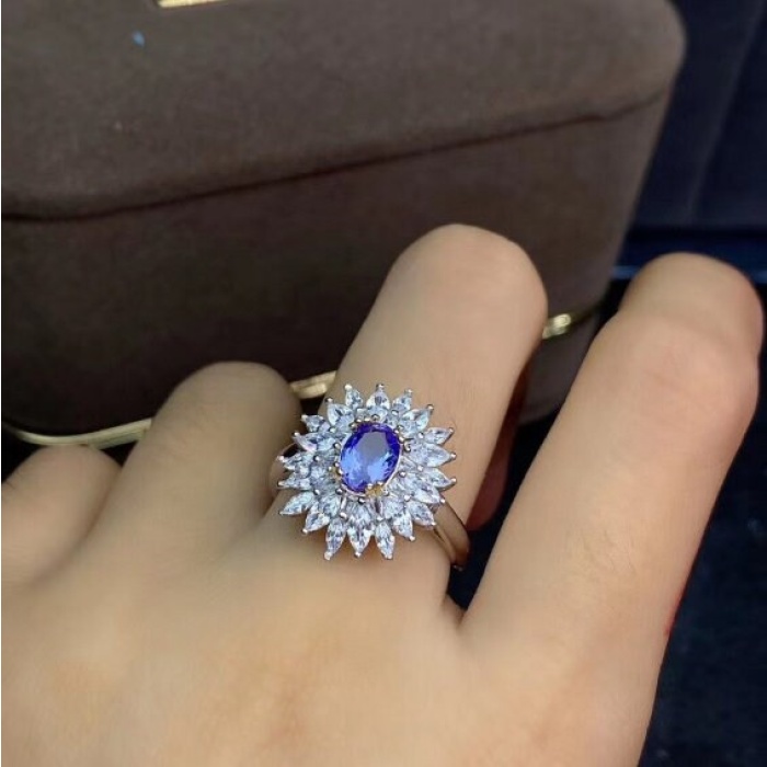 Natural Tanzanite Ring, 925 Sterling Sliver Engagement Ring, Tanzanite Ring, Wedding Ring, luxury Ring, soliture Ring, Oval cut Ring | Save 33% - Rajasthan Living 6