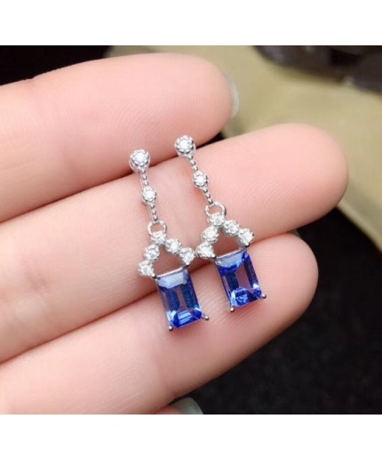 Natural Tanzanite Drop Earrings, 925 Sterling Silver, Tanzanite Drop Earrings, Tanzanite Earrings, Luxury Earrings, Emerald Cut Earrings | Save 33% - Rajasthan Living 3