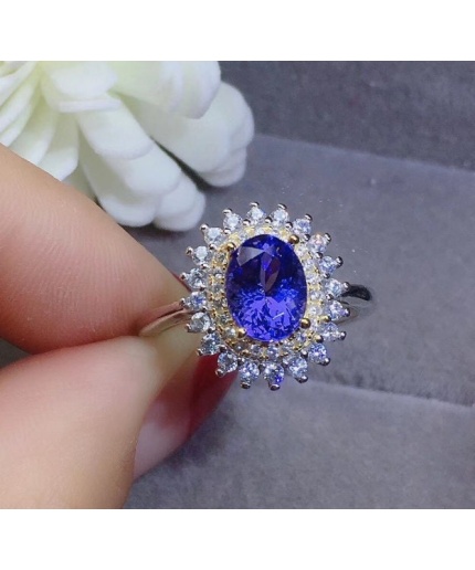 Natural Tanzanite Ring, 925 Sterling Sliver Engagement Ring, Tanzanite Ring, Wedding Ring, luxury Ring, soliture Ring, Oval cut Ring | Save 33% - Rajasthan Living