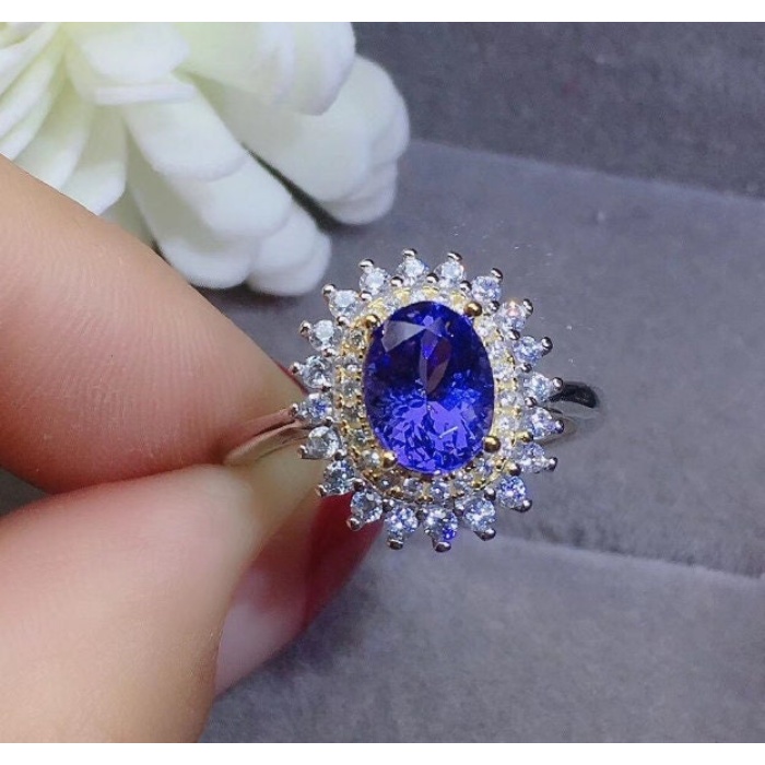 Natural Tanzanite Ring, 925 Sterling Sliver Engagement Ring, Tanzanite Ring, Wedding Ring, luxury Ring, soliture Ring, Oval cut Ring | Save 33% - Rajasthan Living 5