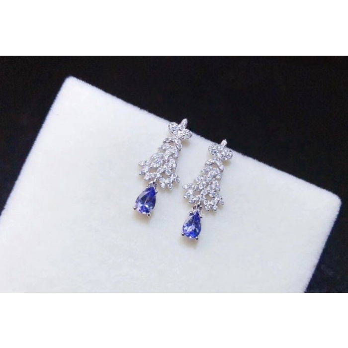 Natural Tanzanite Drop Earrings, 925 Sterling Silver, Tanzanite Drop Earrings, Tanzanite Earrings, Luxury Earrings, Pear Cut Earrings | Save 33% - Rajasthan Living 7