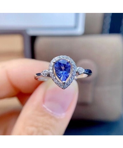 Natural Tanzanite Ring, 925 Sterling Sliver Engagement Ring, Tanzanite Ring, Wedding Ring, luxury Ring, soliture Ring, Pear cut Ring | Save 33% - Rajasthan Living