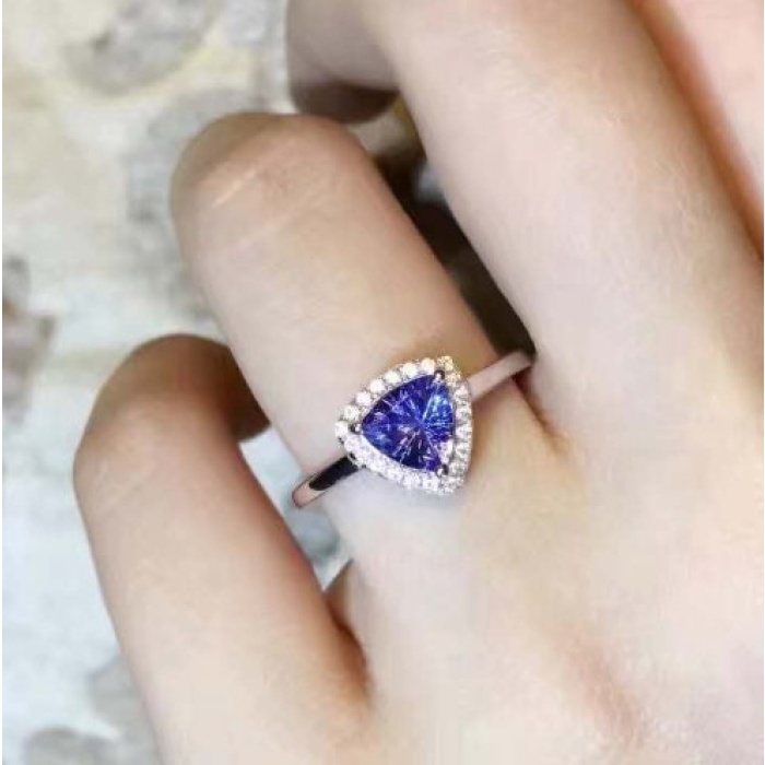 Natural Tanzanite Ring, 925 Sterling Sliver Engagement Ring, Tanzanite Ring, Wedding Ring, luxury Ring, soliture Ring, Trillion cut Ring | Save 33% - Rajasthan Living 8