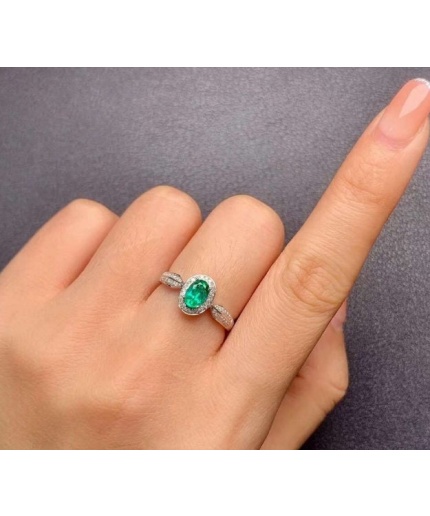 Natural Emerald & Cubic Zirconia Woman Ring, 925 Sterling Silver, Emerald Ring, Statement Ring, Engagement and Wedding Ring | Save 33% - Rajasthan Living 3