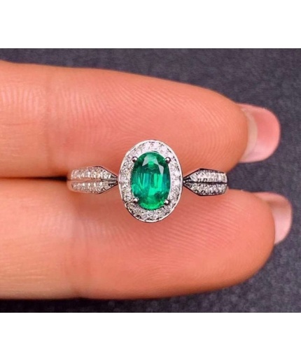 Natural Emerald & Cubic Zirconia Woman Ring, 925 Sterling Silver, Emerald Ring, Statement Ring, Engagement and Wedding Ring | Save 33% - Rajasthan Living