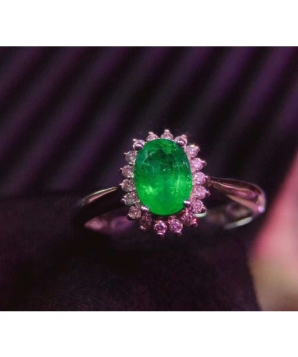 Natural Emerald & Cubic Zirconia Woman Ring, 925 Sterling Silver, Emerald Ring, Statement Ring, Engagement and Wedding Ring | Save 33% - Rajasthan Living