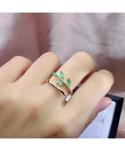 Natural Emerald & Cubic Zirconia Woman Ring, 925 Sterling Silver, Emerald Ring, Statement Ring, Engagement and Wedding Ring | Save 33% - Rajasthan Living 5