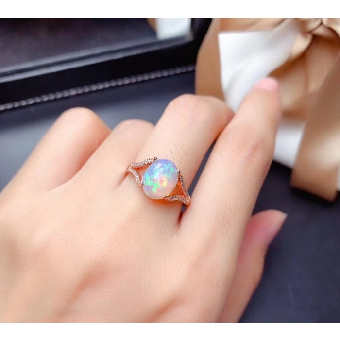 Natural Fire Opal Ring, 925 Sterling Silver, Engagement Ring, Wedding Ring, Luxury Ring, Ring/Band, Oval Opal Ring, Bridesmaids Gift | Save 33% - Rajasthan Living 6