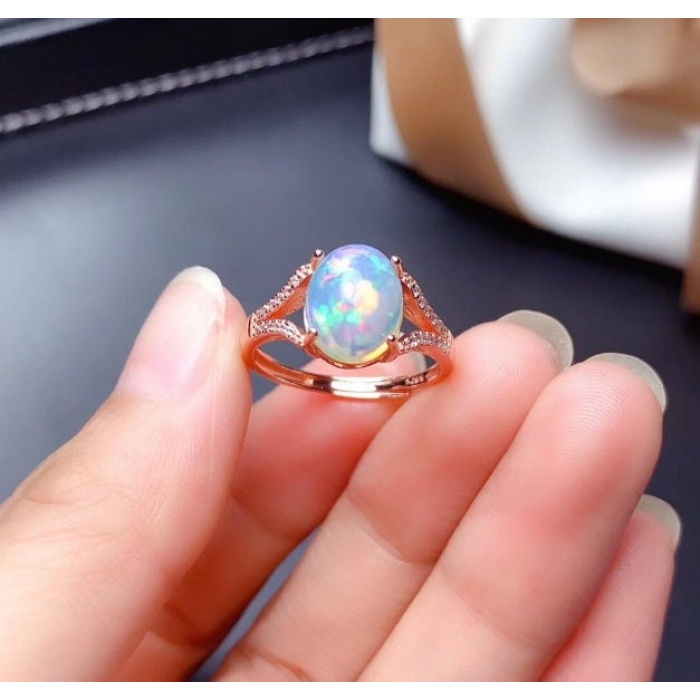 Natural Fire Opal Ring, 925 Sterling Silver, Engagement Ring, Wedding Ring, Luxury Ring, Ring/Band, Oval Opal Ring, Bridesmaids Gift | Save 33% - Rajasthan Living 5