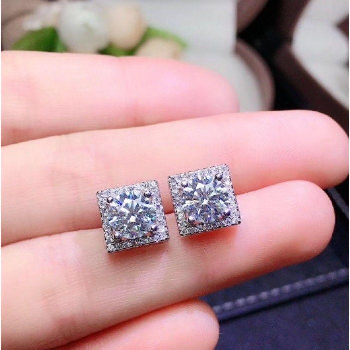 Moissanite Studs Earrings, 925 Sterling Silver , Studs Earrings, Earrings, Moissanite Earrings, Luxury Earrings, Round Cut | Save 33% - Rajasthan Living 5