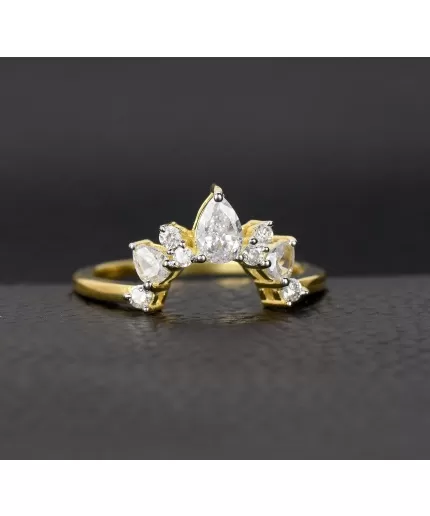 Crown Rings, Anniversary Promise Engraving Gift, Curved Rings, Engagement Rings, Vintage Pear Cut, Antique Stacking Curve Ring, Tiara Ring | Save 33% - Rajasthan Living 3