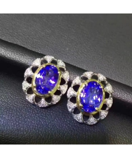 Natural Tanzanite Studs Earrings, 925 Sterling Silver, Tanzanite Studs Earrings, Tanzanite Earrings, Luxury Earrings, Oval Cut Earrings | Save 33% - Rajasthan Living