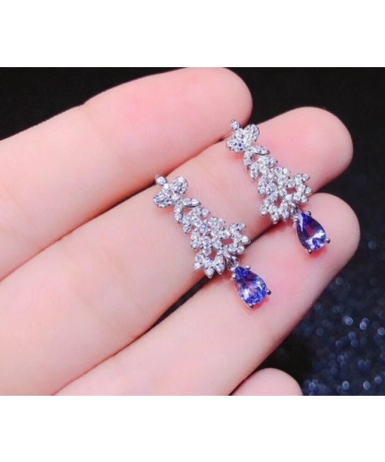 Natural Tanzanite Drop Earrings, 925 Sterling Silver, Tanzanite Drop Earrings, Tanzanite Earrings, Luxury Earrings, Pear Cut Earrings | Save 33% - Rajasthan Living