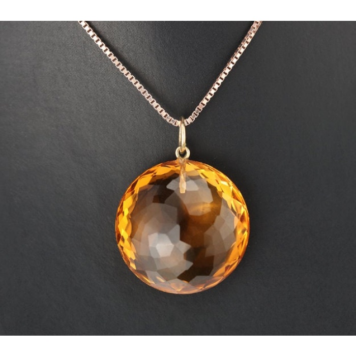 Natural Citrine Pendant, Engagement Pendent, Citrine Pendent, Woman Pendant, Pendant Necklace, Luxury Pendent, Round Stone Pendent | Save 33% - Rajasthan Living 7