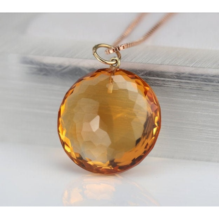 Natural Citrine Pendant, Engagement Pendent, Citrine Pendent, Woman Pendant, Pendant Necklace, Luxury Pendent, Round Stone Pendent | Save 33% - Rajasthan Living 5