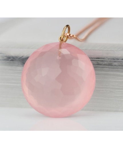 Natural Rose Quartz Pendant, Engagement Pendent, Rose Quartz Pendent, Woman Pendant, Pendant Necklace, Luxury Pendent, Round Stone Pendent | Save 33% - Rajasthan Living