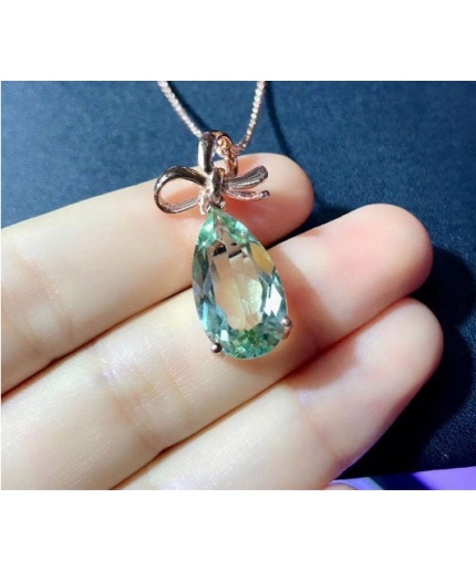 Green Amethyst Pendant, Engagement Pendent, Silver Amethyst Pendent, Woman Pendant, Pendant Necklace, Luxury Pendent, Pear Cut Stone Pendent | Save 33% - Rajasthan Living