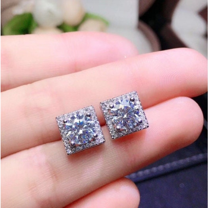 Moissanite Studs Earrings, 925 Sterling Silver , Studs Earrings, Earrings, Moissanite Earrings, Luxury Earrings, Round Cut | Save 33% - Rajasthan Living 7