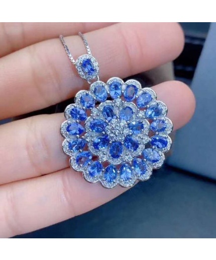 Natural Tanzanite Pendant, Engagement Pendent, Tanzanite Silver Pendent, Woman Pendant, Pendant Necklace, Luxury Pendent, Oval Cut Pendent | Save 33% - Rajasthan Living