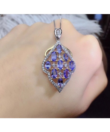 Natural Tanzanite Pendant, Engagement Pendent, Tanzanite Silver Pendent, Woman Pendant, Pendant Necklace, Luxury Pendent, Oval Cut Pendent | Save 33% - Rajasthan Living 3