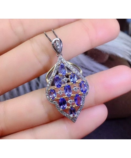 Natural Tanzanite Pendant, Engagement Pendent, Tanzanite Silver Pendent, Woman Pendant, Pendant Necklace, Luxury Pendent, Oval Cut Pendent | Save 33% - Rajasthan Living