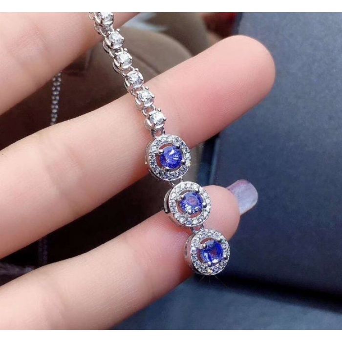 Natural Tanzanite Pendant, Engagement Pendent, Tanzanite Silver Pendent, Woman Pendant, Pendant Necklace, Luxury Pendent, Round Cut Pendent | Save 33% - Rajasthan Living 6