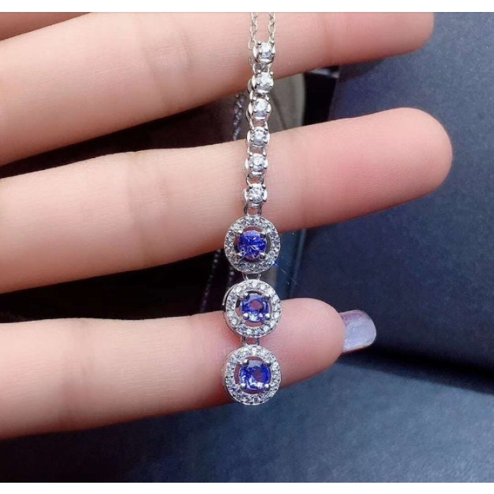 Natural Tanzanite Pendant, Engagement Pendent, Tanzanite Silver Pendent, Woman Pendant, Pendant Necklace, Luxury Pendent, Round Cut Pendent | Save 33% - Rajasthan Living 8